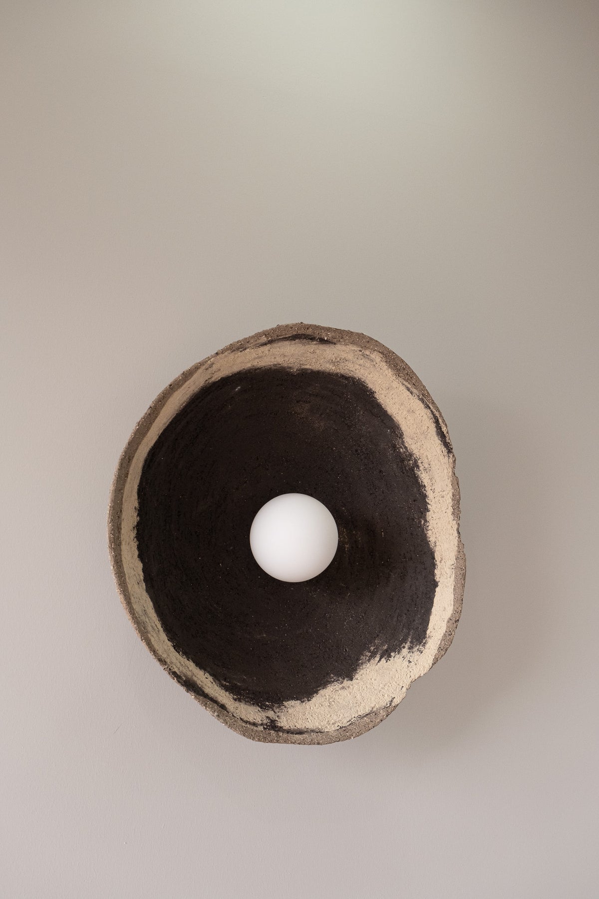 Lyra black & white handmade ceramic wall sconce, wabi sabi stoneware – image 8