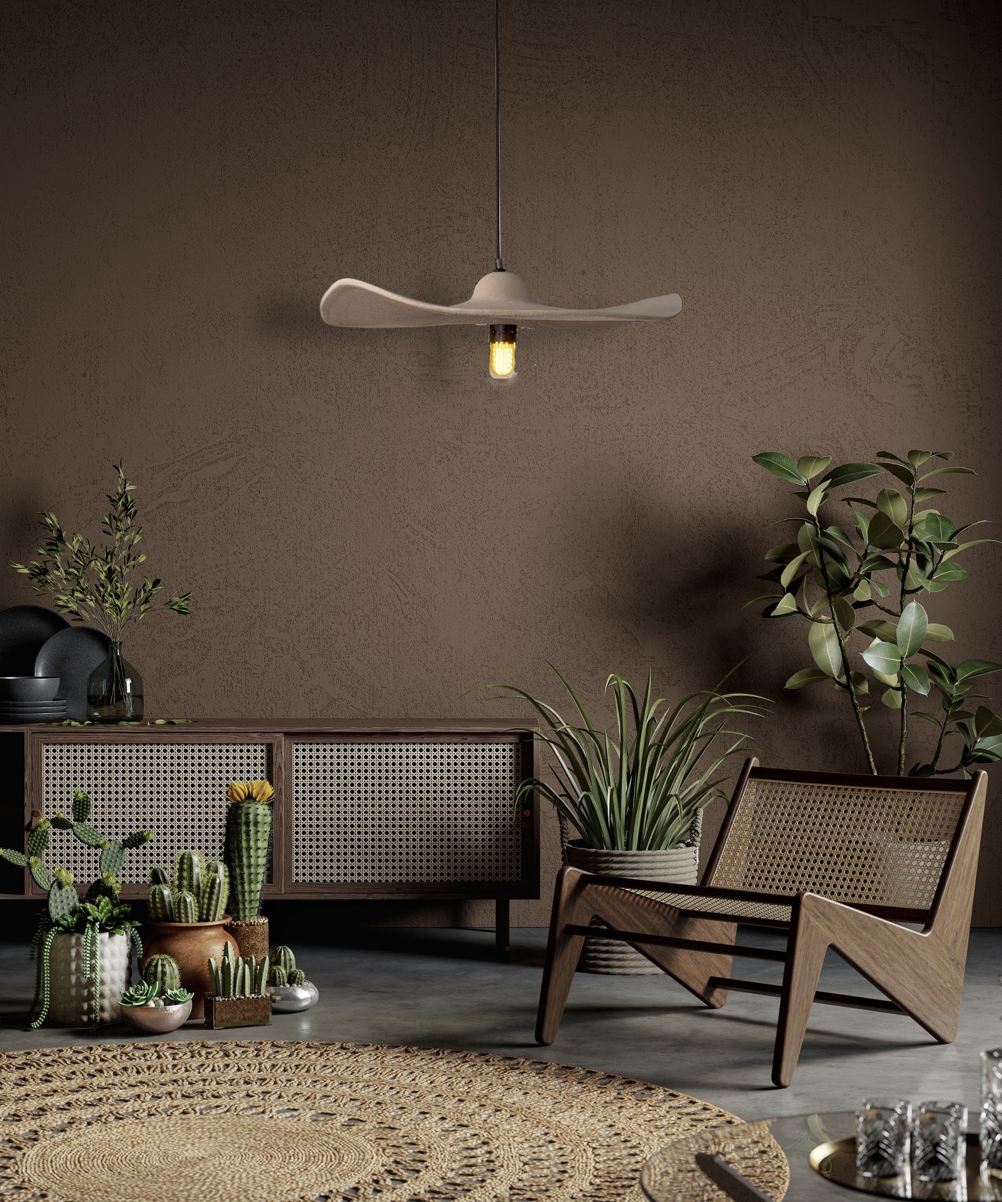 Beige Handmade Modern Pendant Ceramic - Geza Ceramic Studio