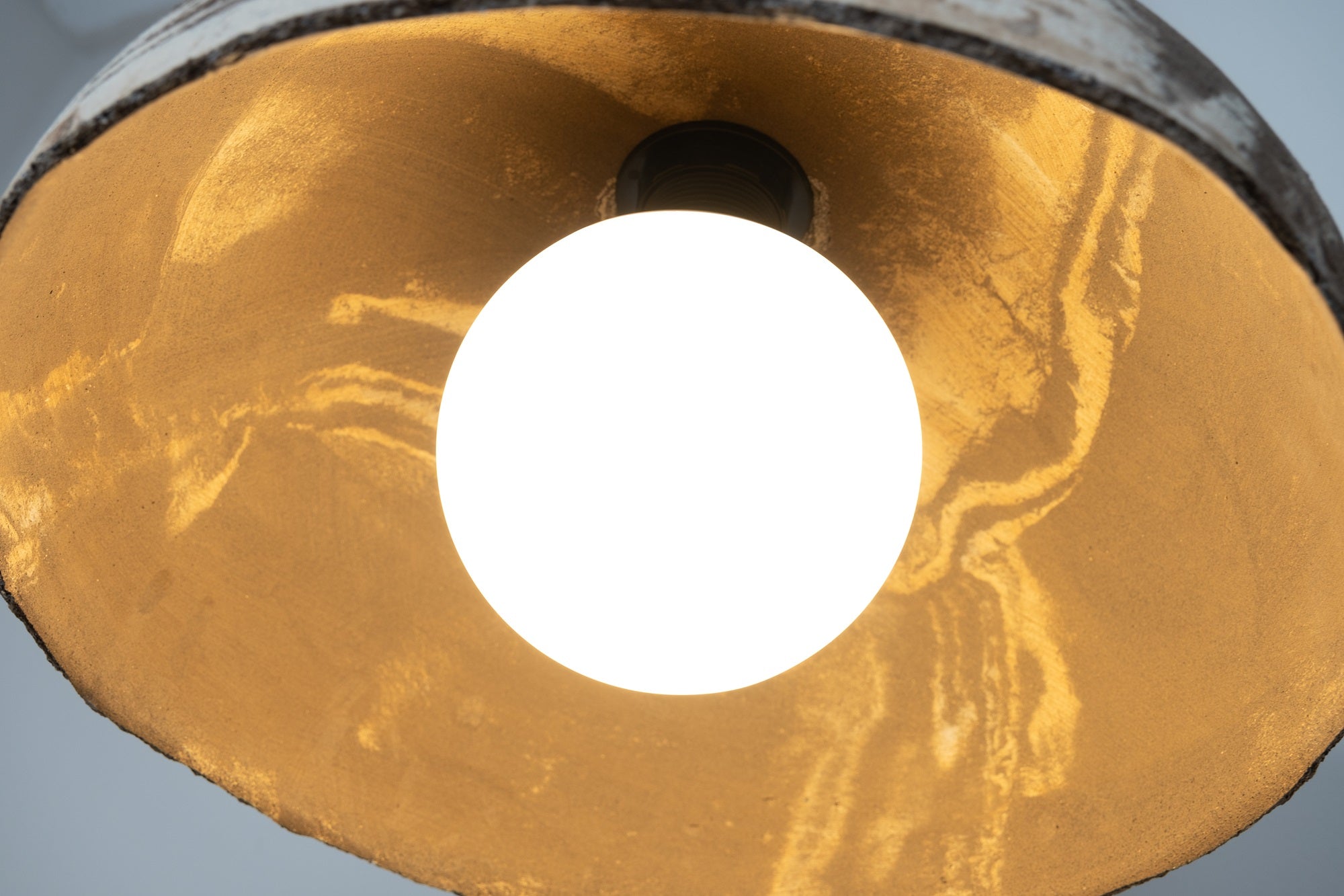 Brown Beige Special Texture Handmade Wabi Sabi Stoneware Ceramic Pendant Light