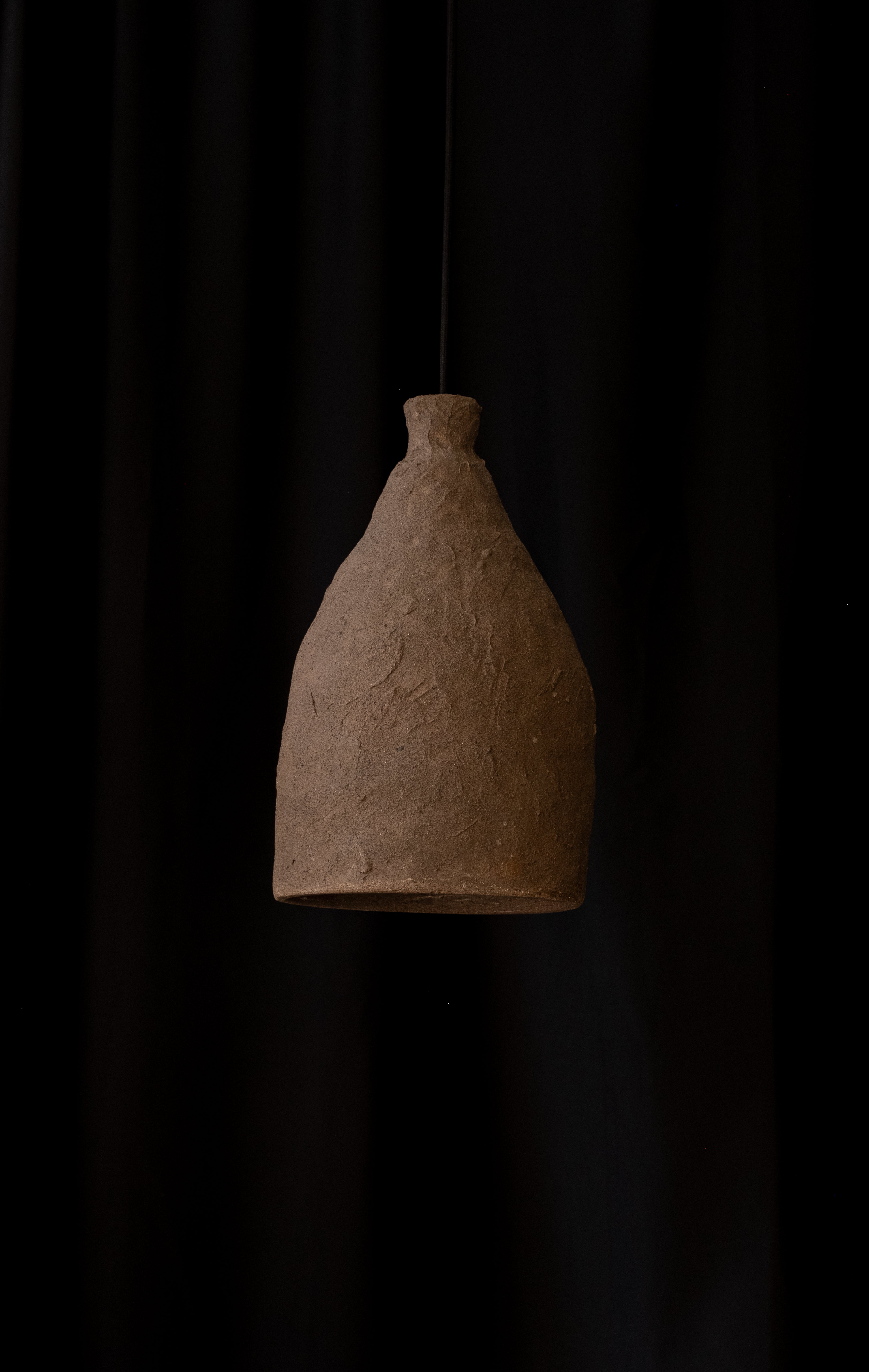 Handmade Wabi Sabi Brown Pendant Chandelier, Amorphous Chandelier, Modern Ceiling - Geza Ceramic Studio