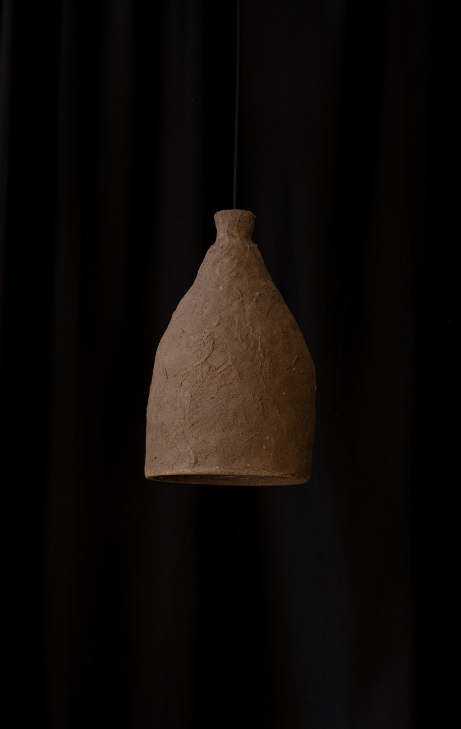 Lunara – handmade brown ceramic pendant light in natural stoneware clay by Geza Ceramic Studio