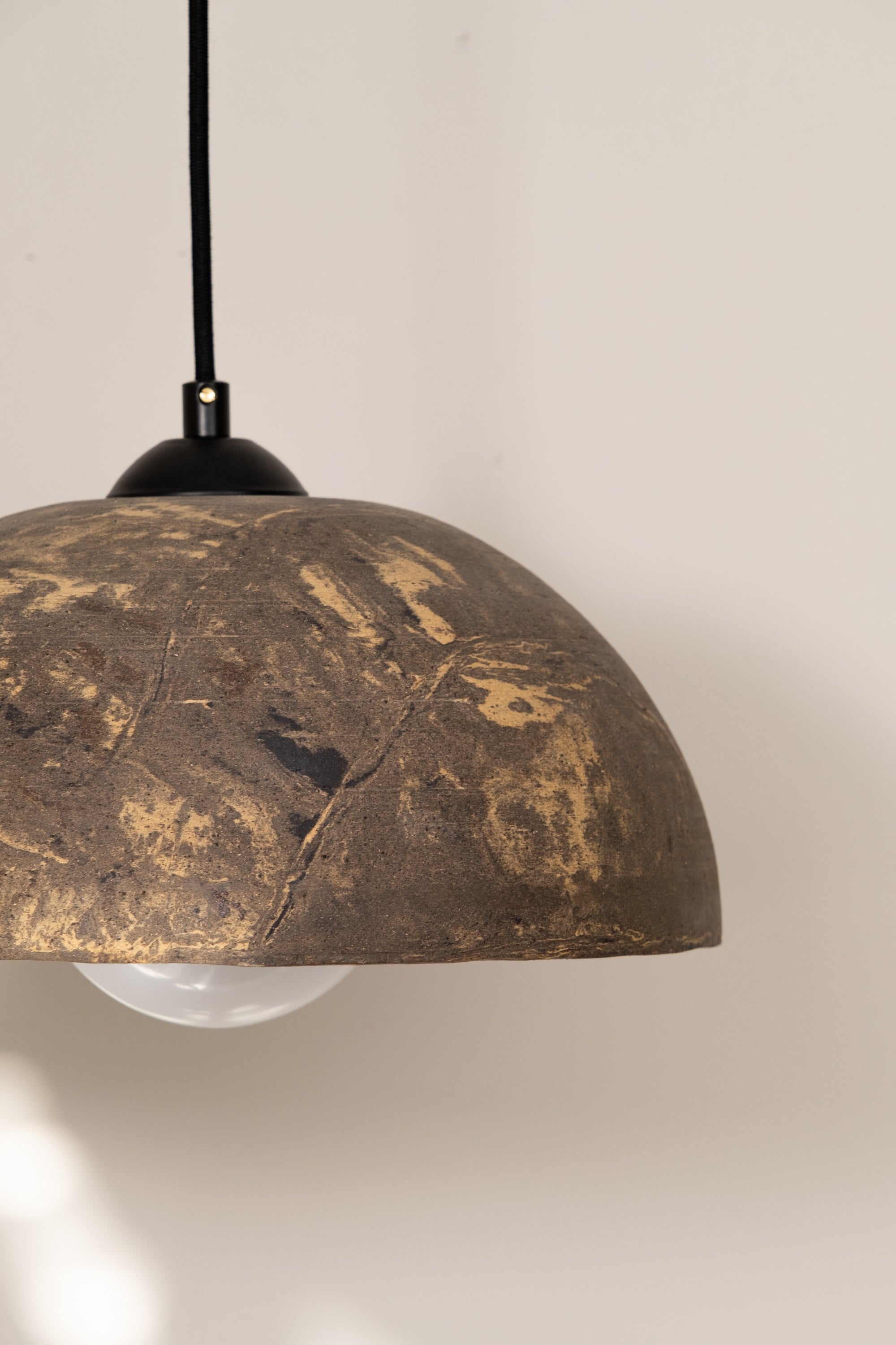 Brown and yellow Special Texture Handmade Wabi Sabi Stoneware Ceramic Pendant Light