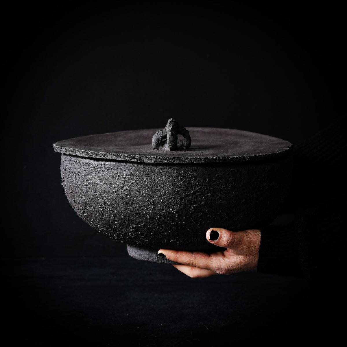 Terris – handmade black ceramic wall art decor in natural stoneware clay by Geza Ceramic Studio