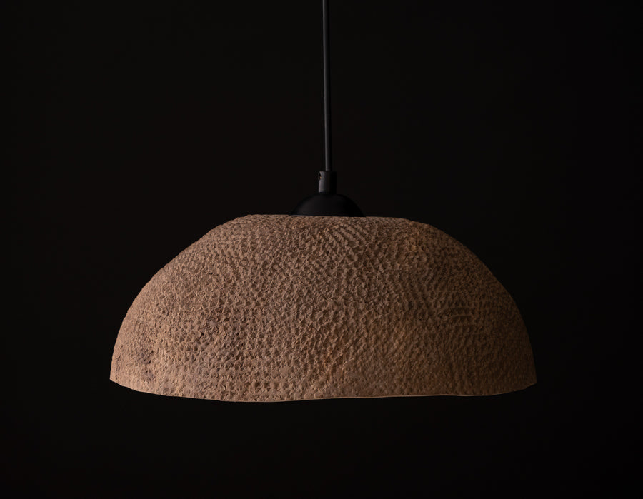 Moris – handmade brown ceramic pendant light in natural stoneware clay by Geza Ceramic Studio