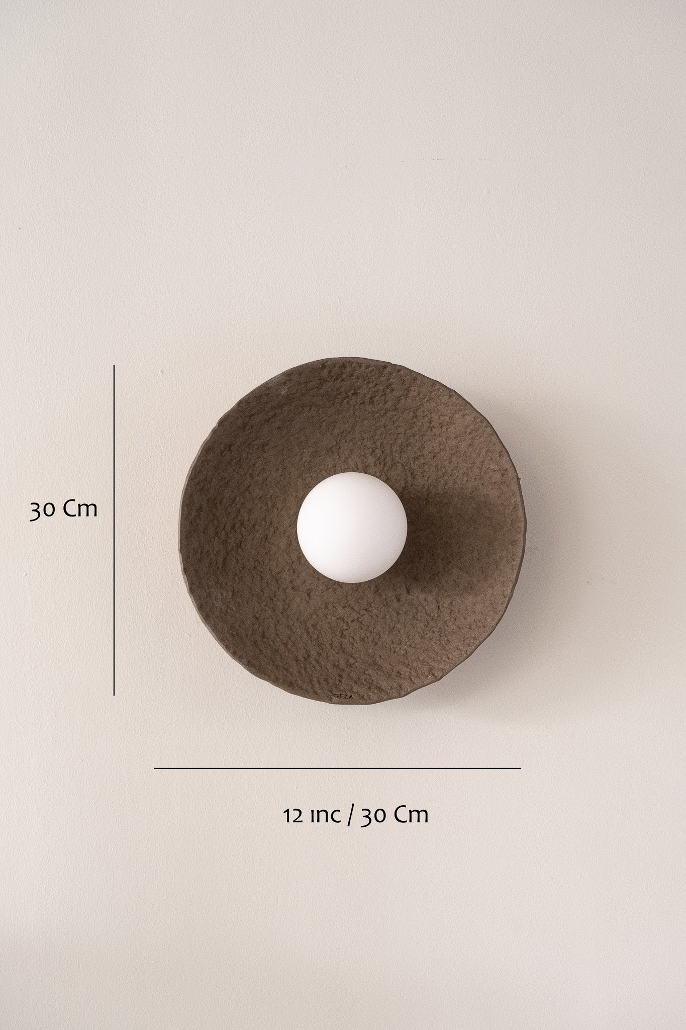 12 inç Wabi Sabi El Yapımı Seramik Duvar Lambası, Kahverengi Seramik Duvar Aplikleri, Minimalist Duvar Lambası