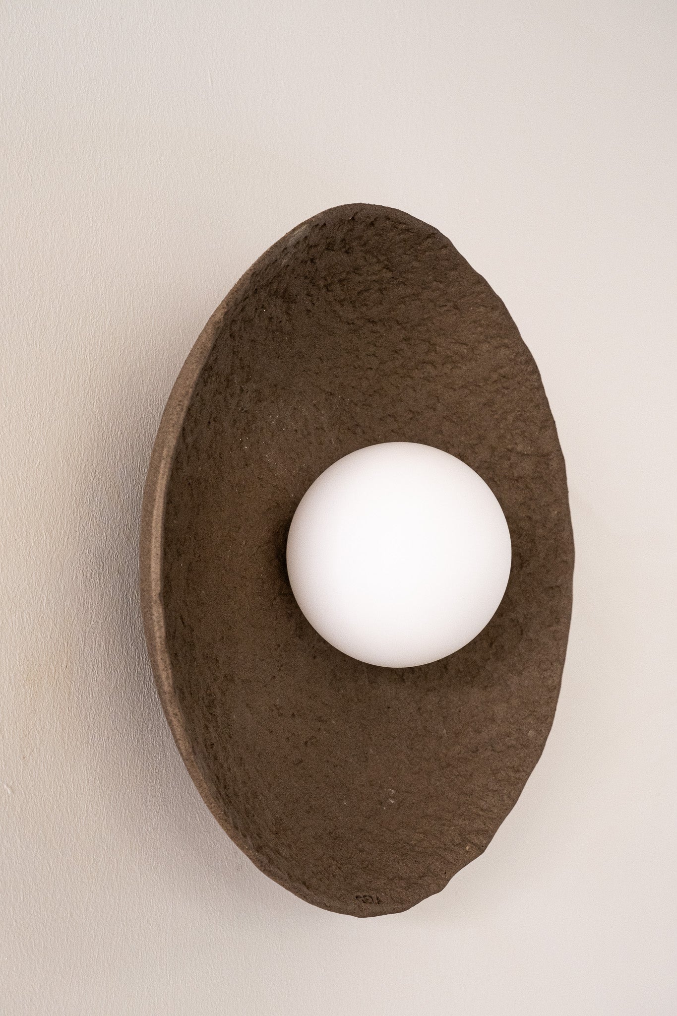 12 inç Wabi Sabi El Yapımı Seramik Duvar Lambası, Kahverengi Seramik Duvar Aplikleri, Minimalist Duvar Lambası
