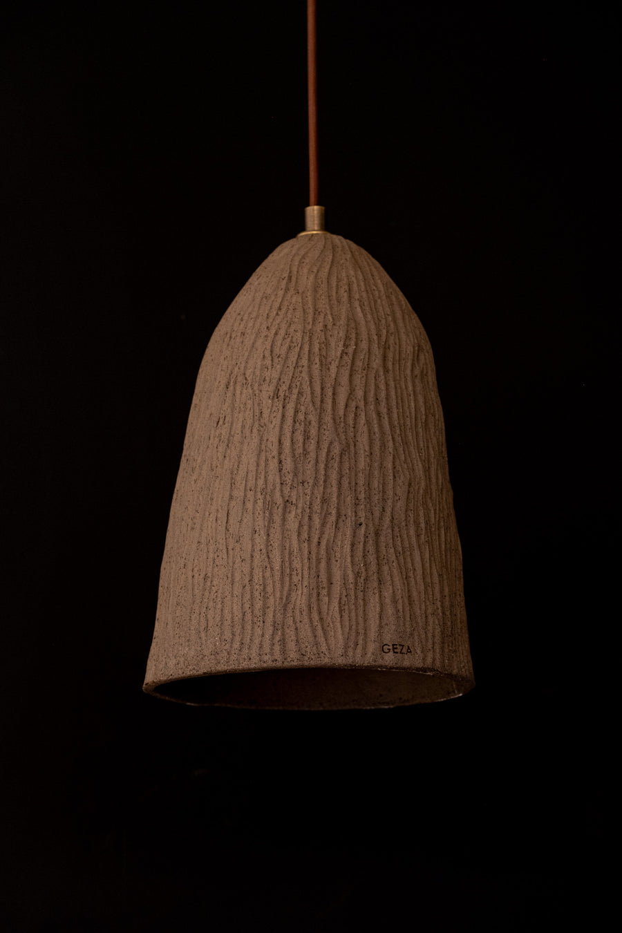 Eira – handmade brown ceramic pendant light in natural stoneware clay by Geza Ceramic Studio