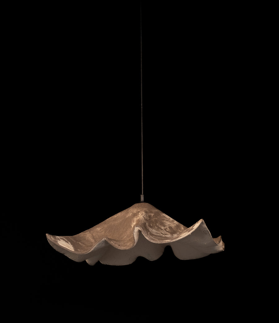 Terran – handmade brown ceramic pendant light in natural stoneware clay by Geza Ceramic Studio