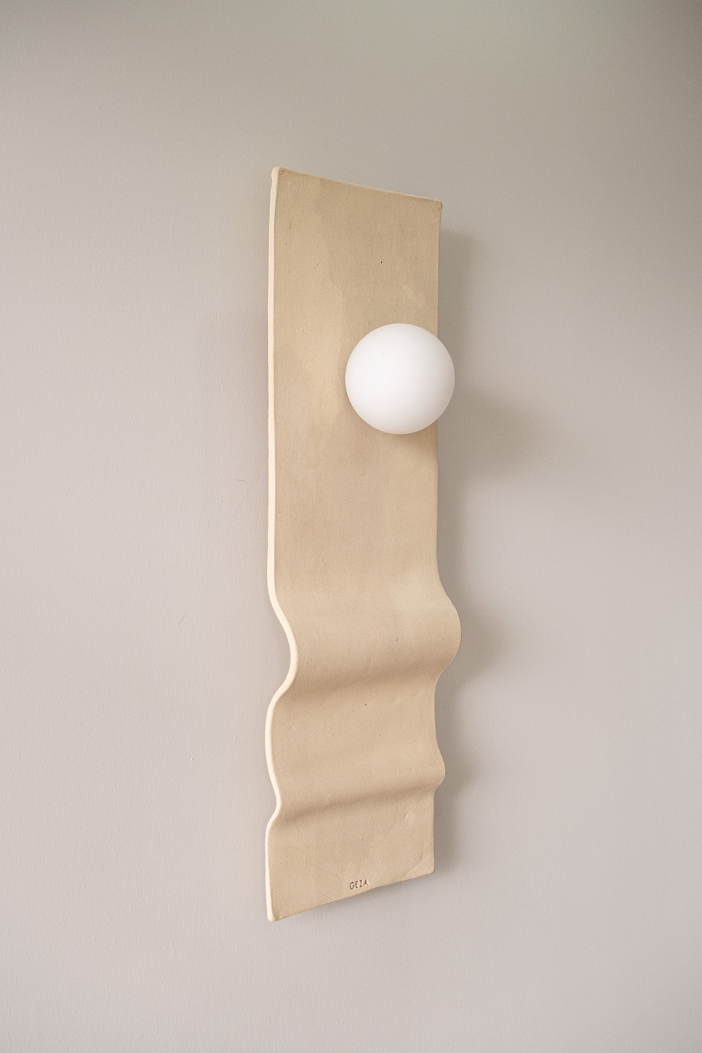 Beige Handmade Amorf Wall Sconce, Wabi Sabi Decorative Wall Lamp, Handmade Lighting