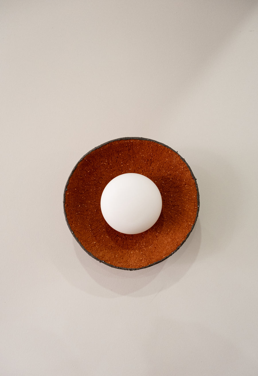 Vale – handmade terracotta ceramic wall sconce in natural stoneware clay by Geza Ceramic Studio