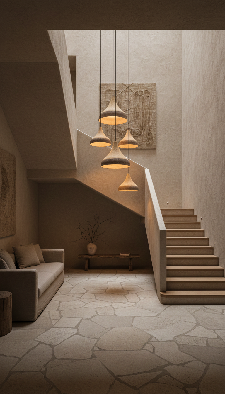 Wabi Sabi Large Handmade Dome Pendant Lighting, Natural Color Pendant Chandelier, Kitchen Island Chandelier, Living Room Pendant Chandelier