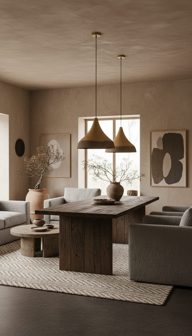 Wabi Sabi Large Handmade Dome Pendant Lighting, Natural Color Pendant Chandelier, Kitchen Island Chandelier, Living Room Pendant Chandelier