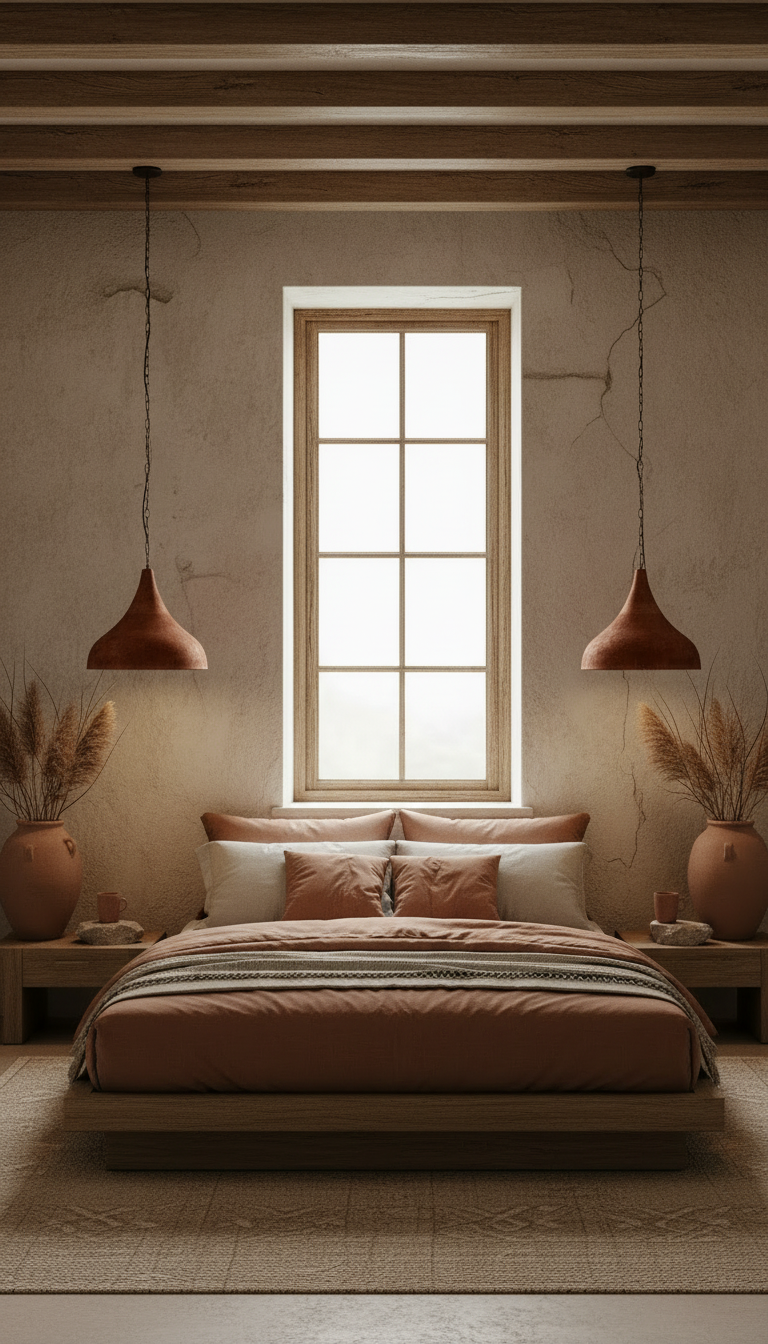 Aeris terracotta handmade ceramic pendant light, wabi sabi stoneware – image 2