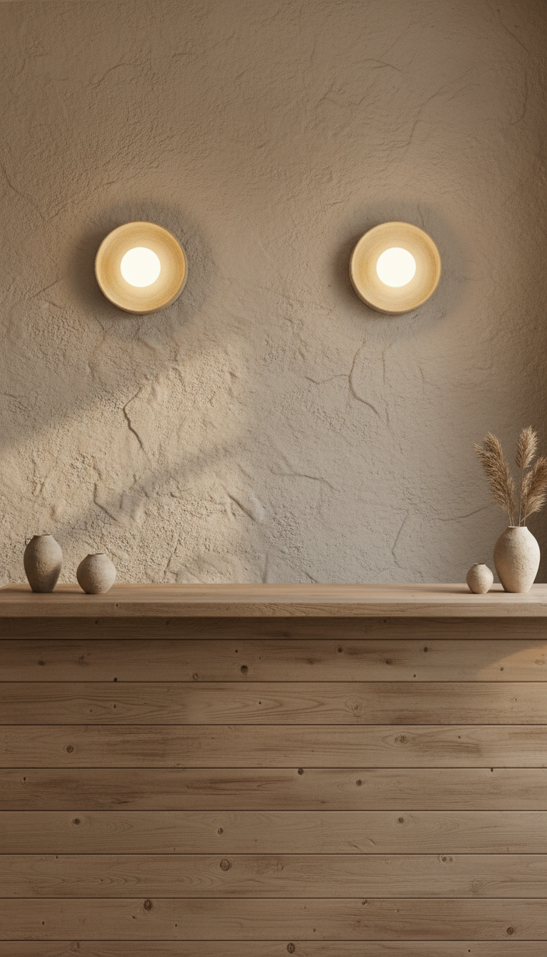 Beige Stoneware Wall Sconces