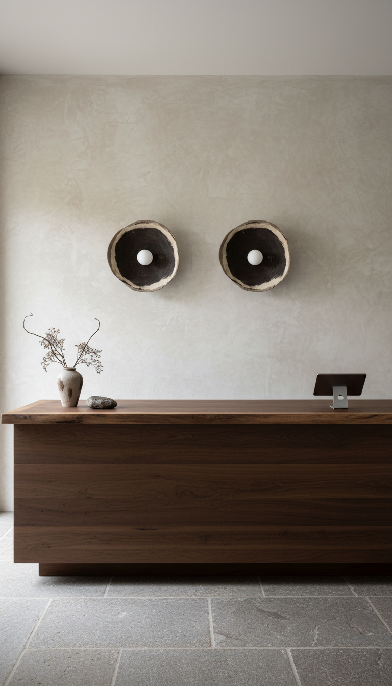 Lyra black & white handmade ceramic wall sconce, wabi sabi stoneware – image 4