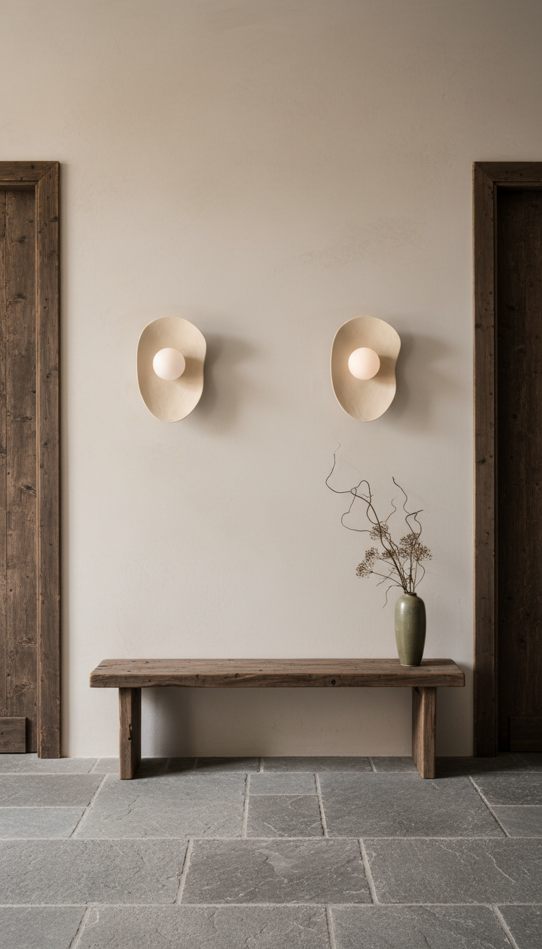 Japandi Beige Handmade Ceramic Wall Sconces, Wasabi Wall Lamp, Minimalistic Wall Sconces, Home Decor Light, Interior Design Lamp