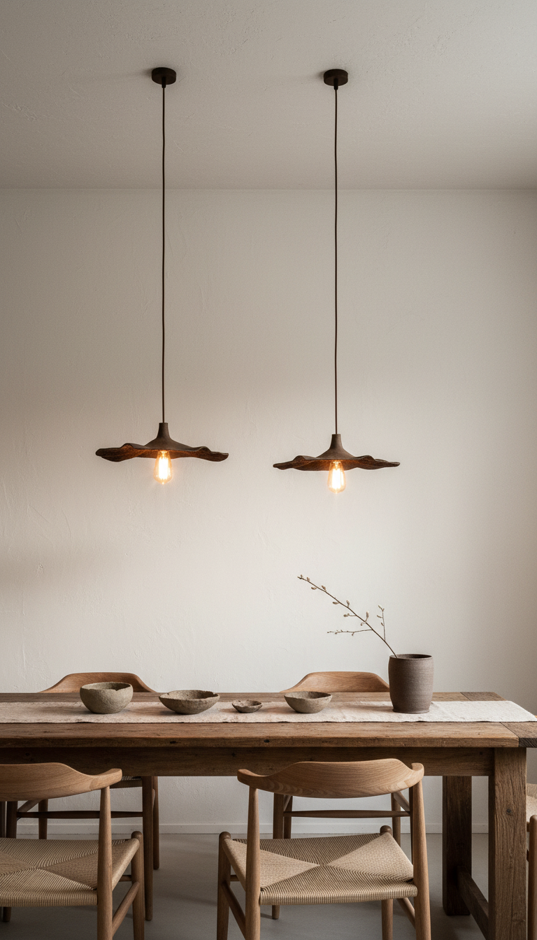 Brown Special Texture Handmade Wabi Sabi Stoneware Ceramic Pendant Light