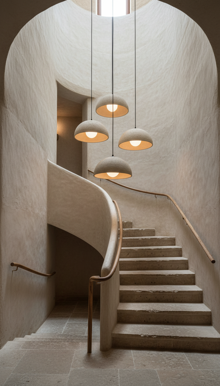 Beige, besondere Textur, handgefertigte Wabi Sabi Steingut Keramik Pendelleuchte