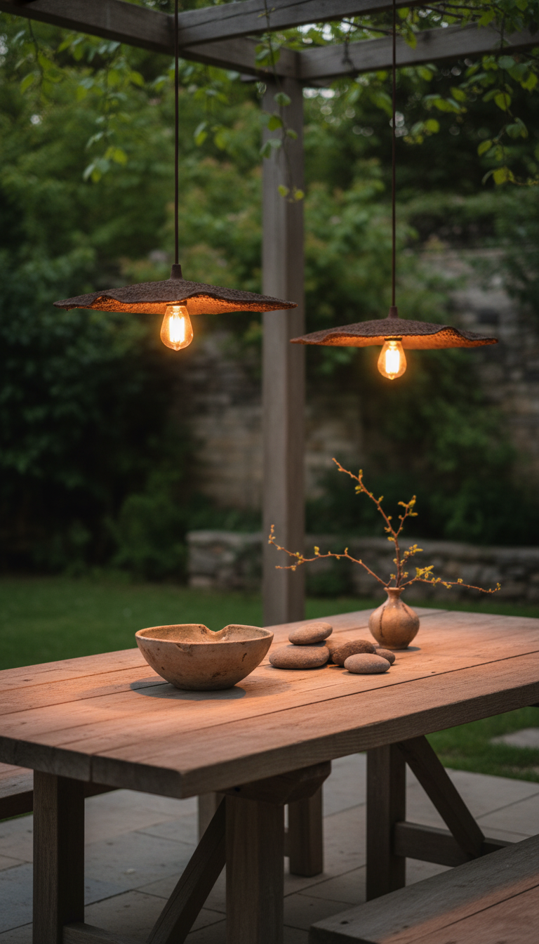 Brown Special Texture Handmade Wabi Sabi Stoneware Ceramic Pendant Light