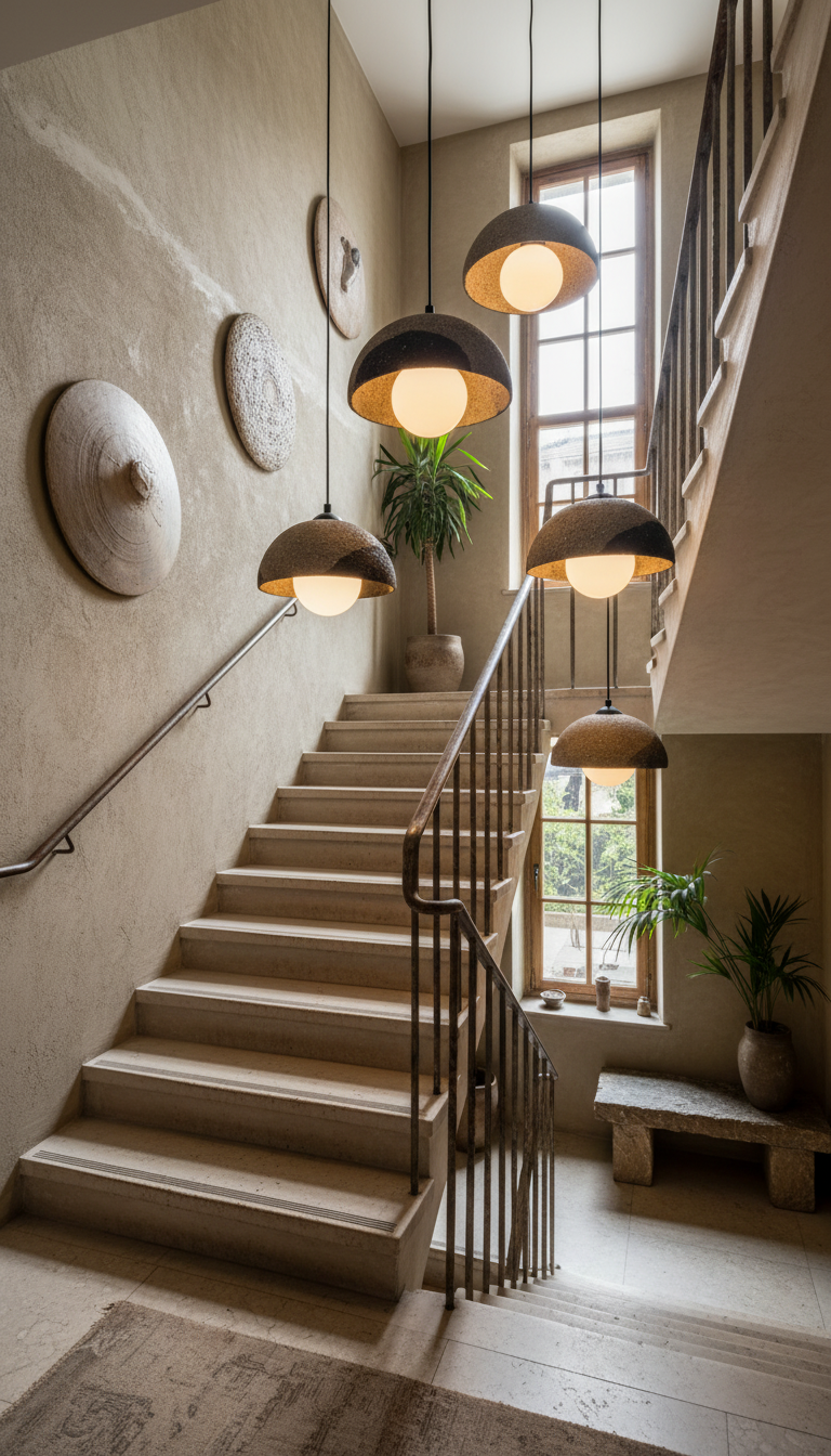 Beige, besondere Textur, handgefertigte Wabi Sabi Steingut Keramik Pendelleuchte