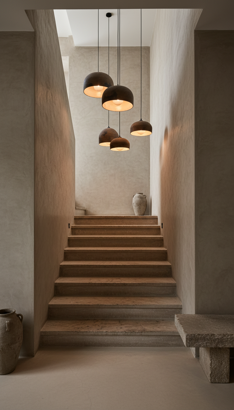 Brown Special Texture Handmade Wabi Sabi Stoneware Ceramic Pendant Light