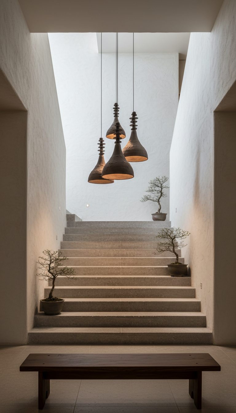 Modern Handmade Ceramic Pendant Light, Japandi Pendant Chandelier, Home Decor Gift