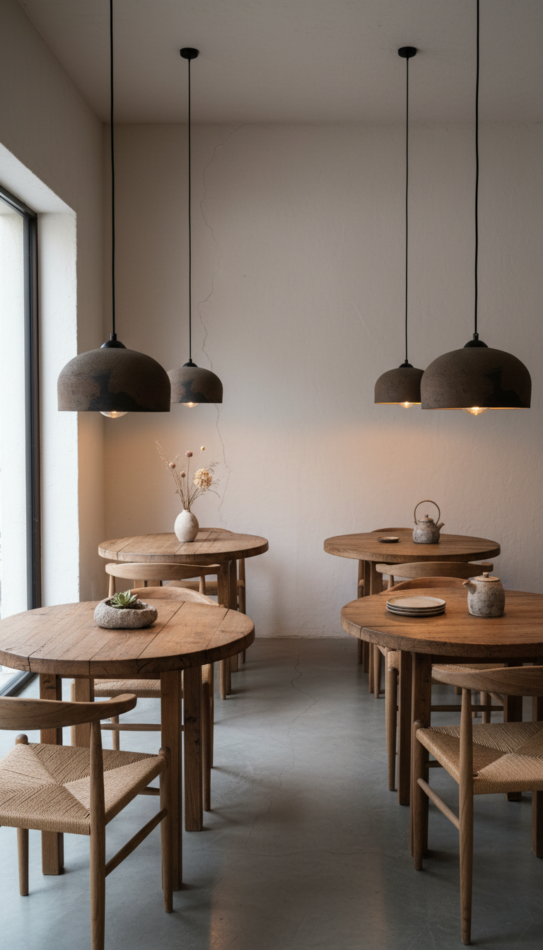 Brown Special Texture Handmade Wabi Sabi Stoneware Ceramic Pendant Light