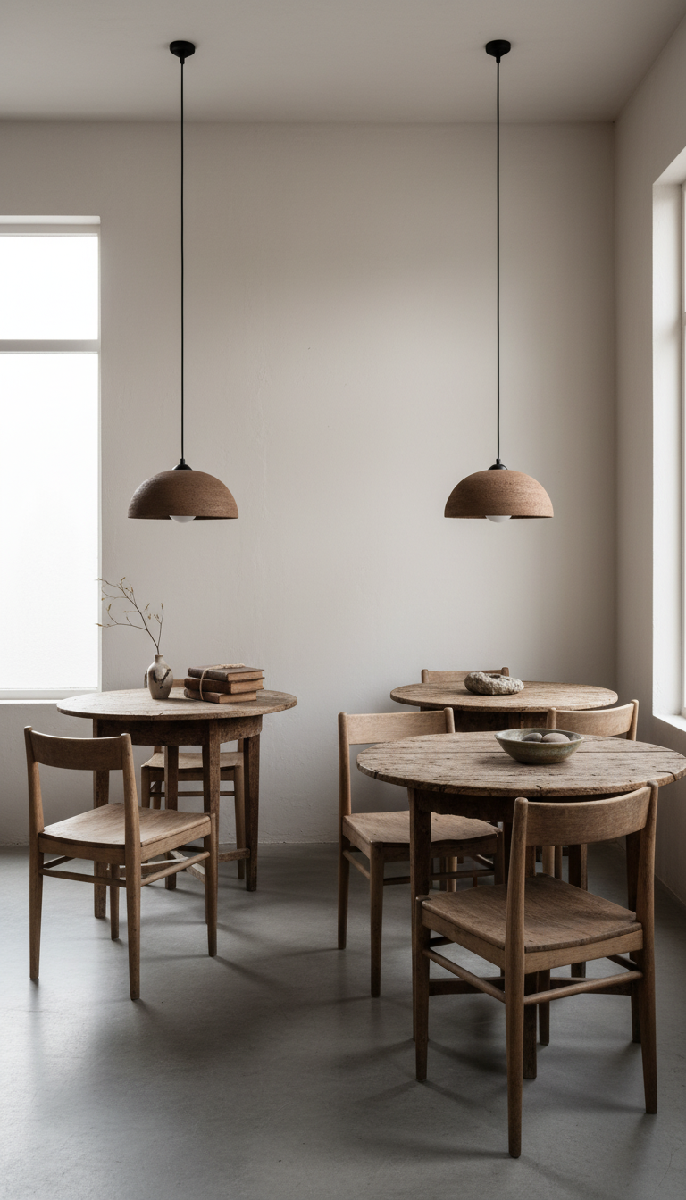 Handmade Natural Textured Brown Ceramic Pendant Chandelier