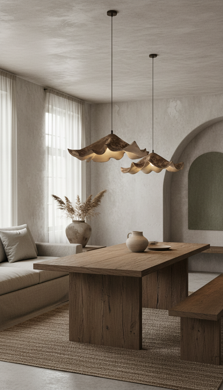 Amorf Handgemachte Keramik Moderne Pendelleuchte, Japandi Pendelleuchte, Wabi Sabi Kronleuchter, Home Gift Pendelleuchte