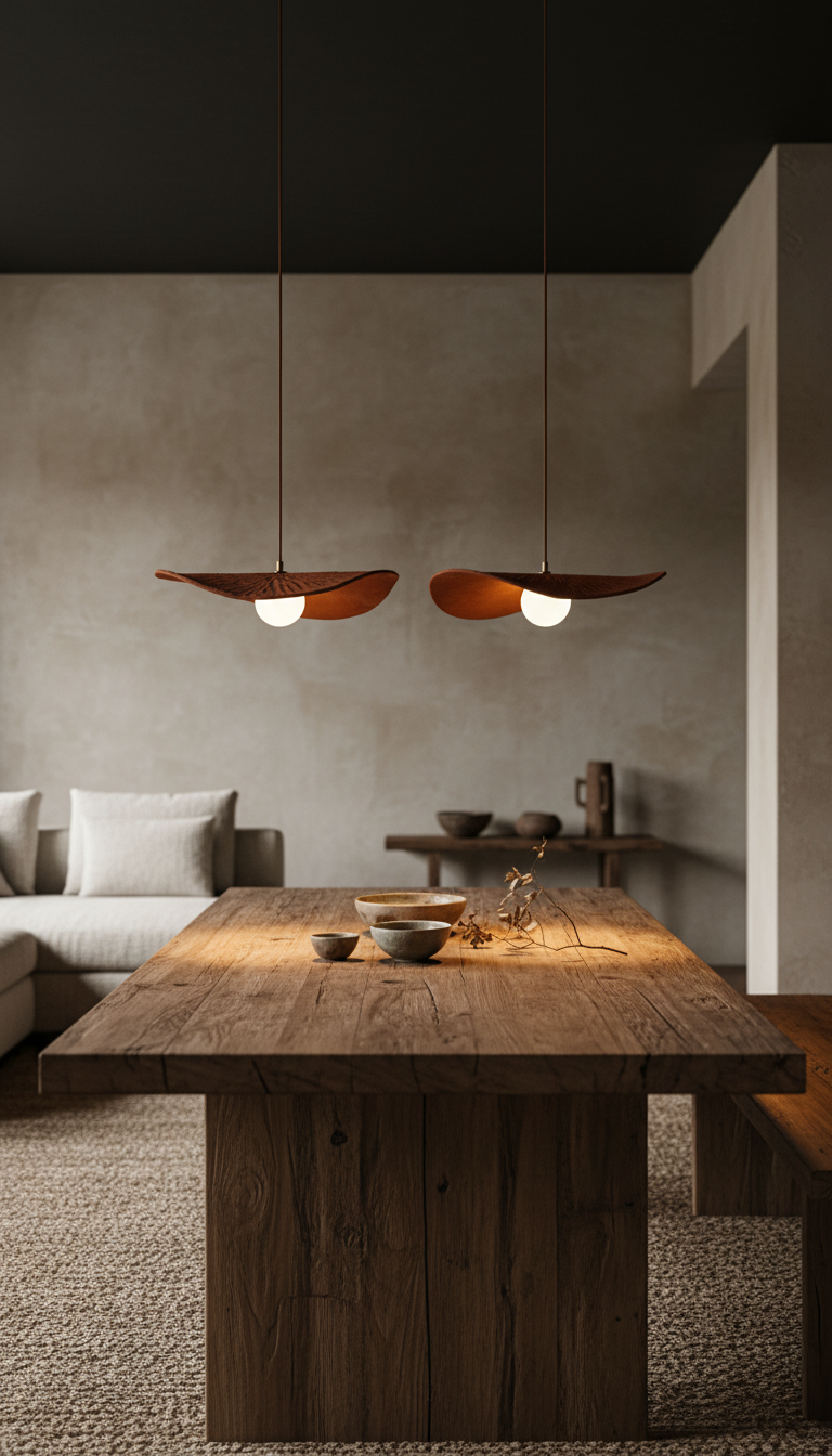 Terracotta 19 inç El Yapımı Seramik Wabi Sabi Sarkıt Işık, Rustik Tavan Lambası, Yatak Odası Sarkıt Lambası, Ev Hediyesi