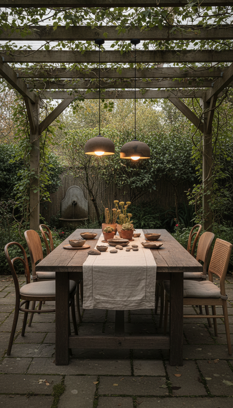 Brown Special Texture Handmade Wabi Sabi Stoneware Ceramic Pendant Light