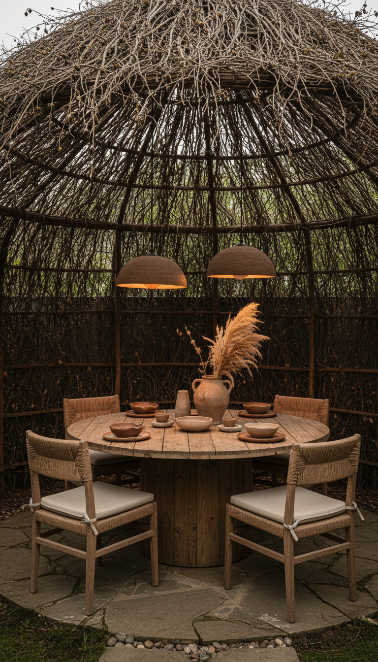 Handmade Natural Textured Brown Ceramic Pendant Chandelier