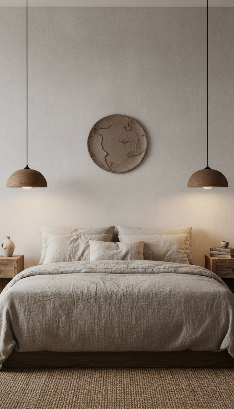 Handmade Natural Textured Brown Ceramic Pendant Chandelier