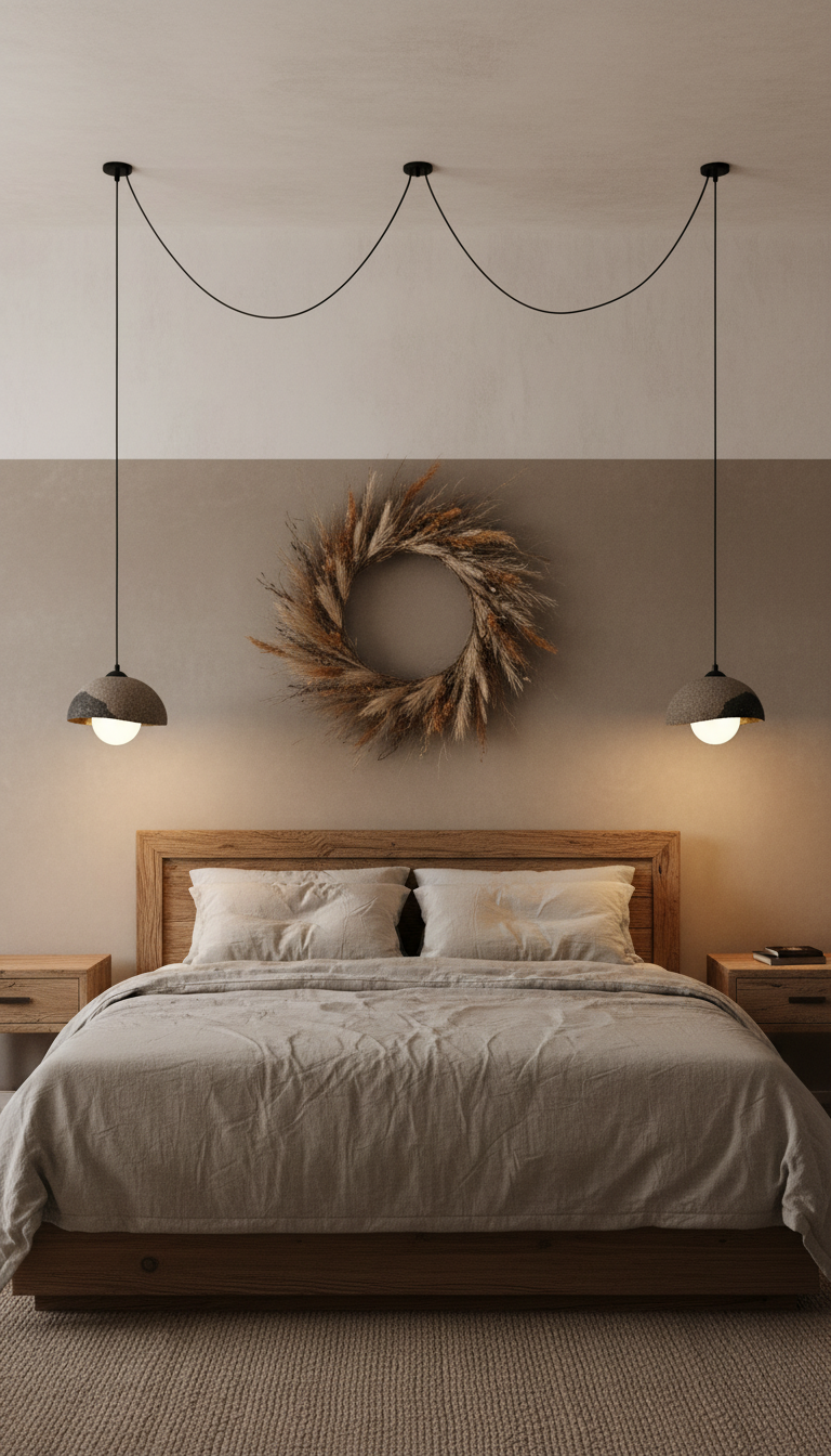 Beige, besondere Textur, handgefertigte Wabi Sabi Steingut Keramik Pendelleuchte