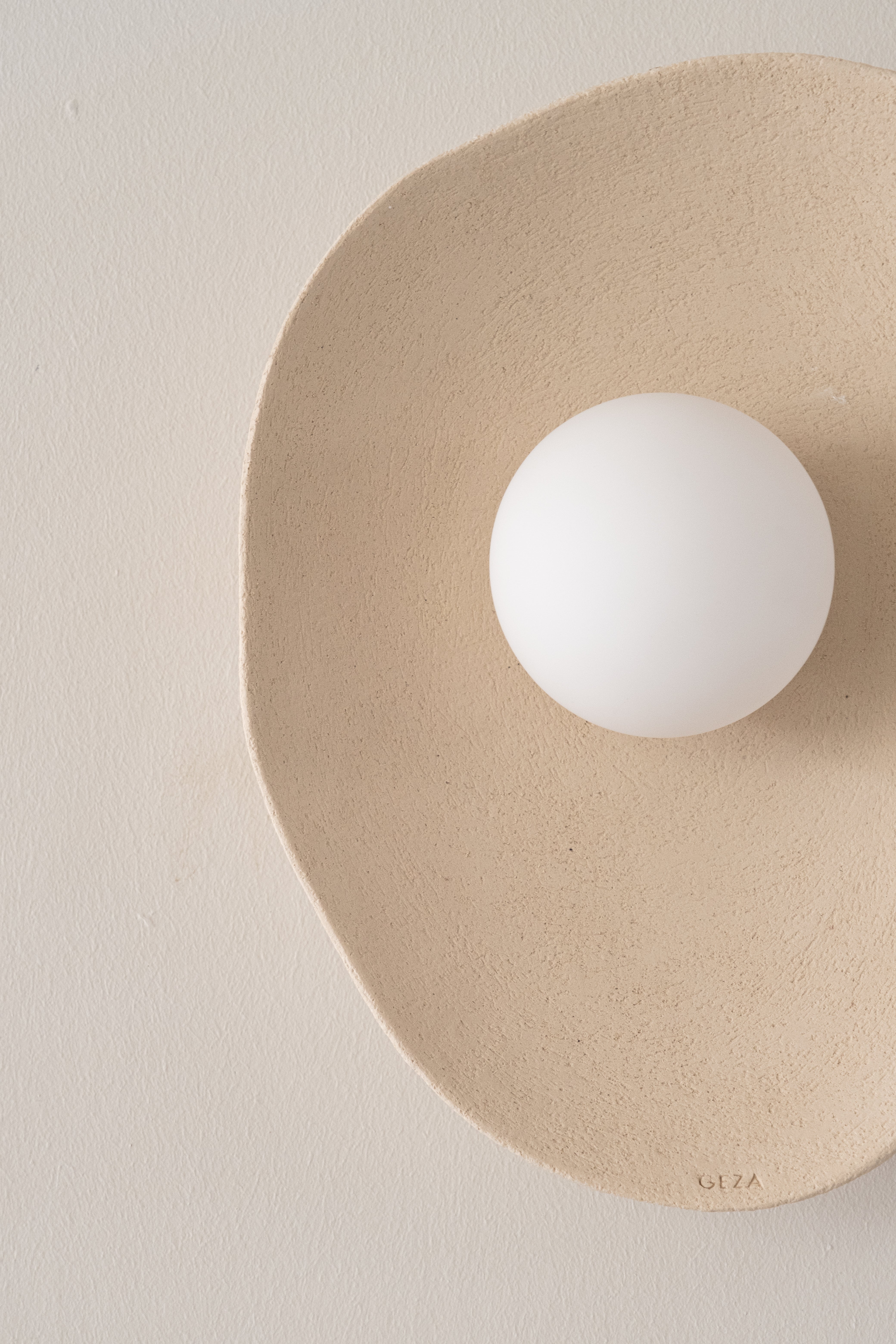 Japandi Beige Handmade Ceramic Wall Sconces, Wasabi Wall Lamp, Minimalistic Wall Sconces, Home Decor Light, Interior Design Lamp - Geza Ceramic Studio