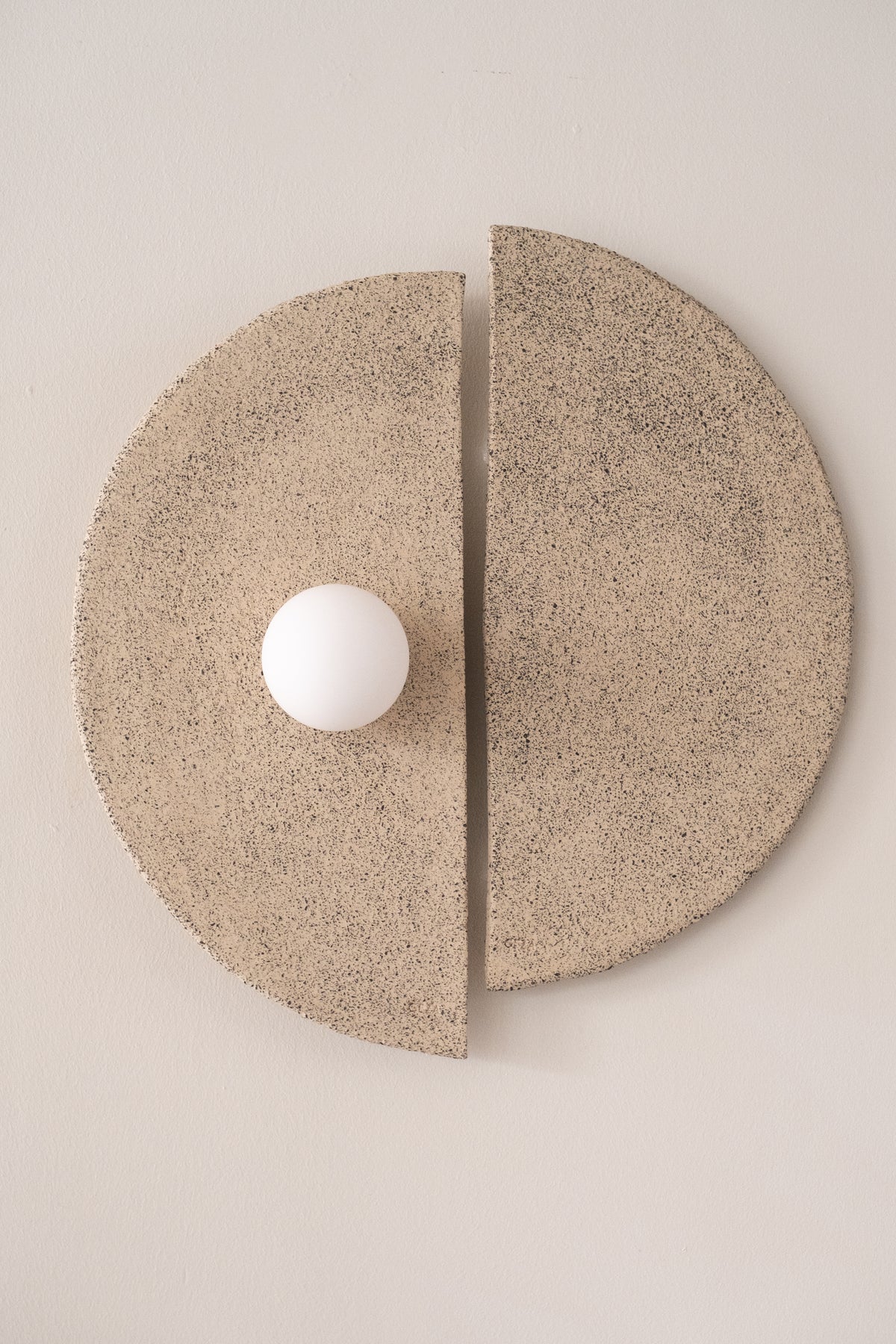 Evara – handmade beige ceramic wall sconce in natural stoneware clay by Geza Ceramic Studio