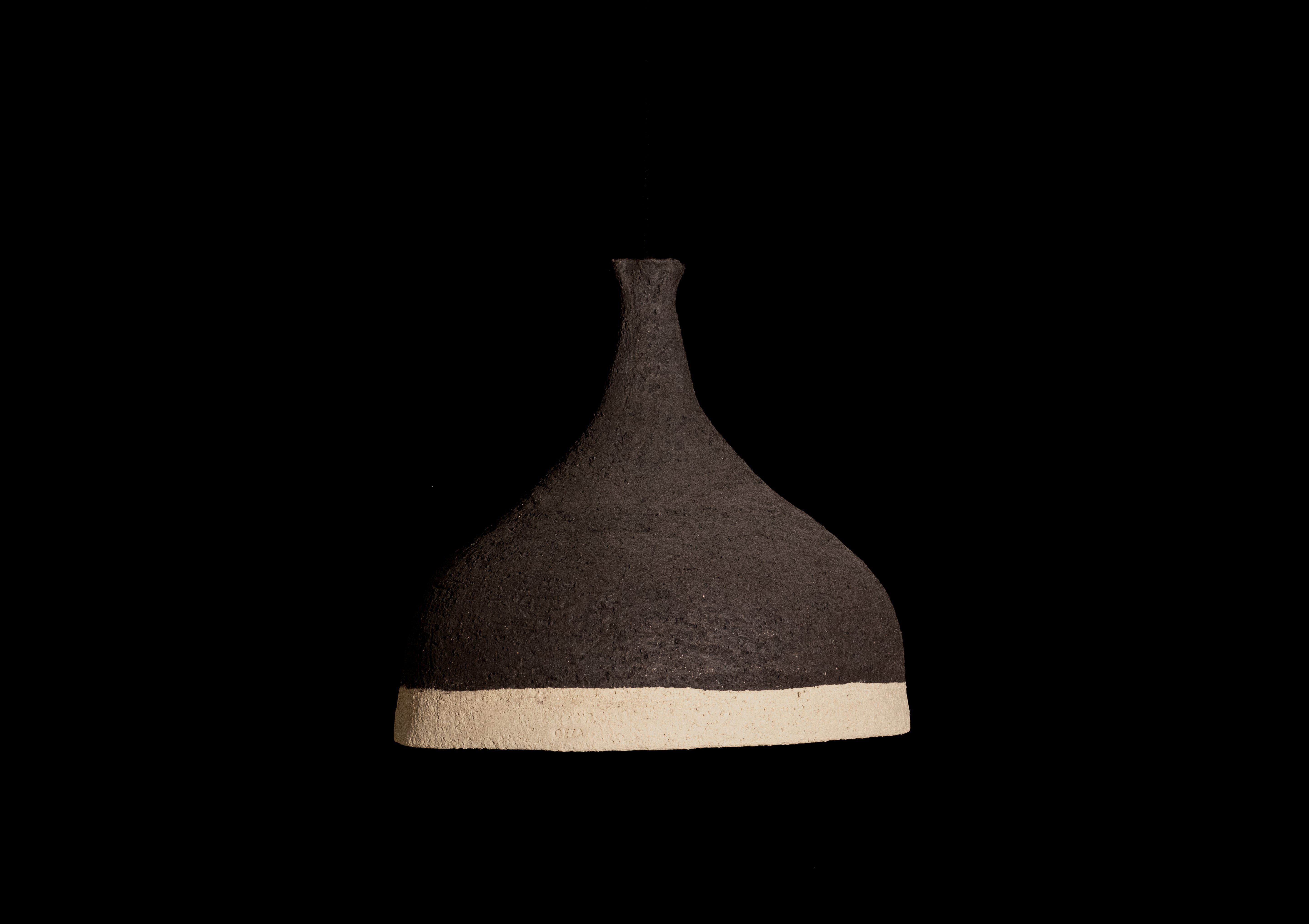 Wabi Sabi Black and White Amorphous Handmade Ceramic Pendant Chandelier, Natural Textured Kitchen Island Pendant Chandelier, - Geza Ceramic Studio