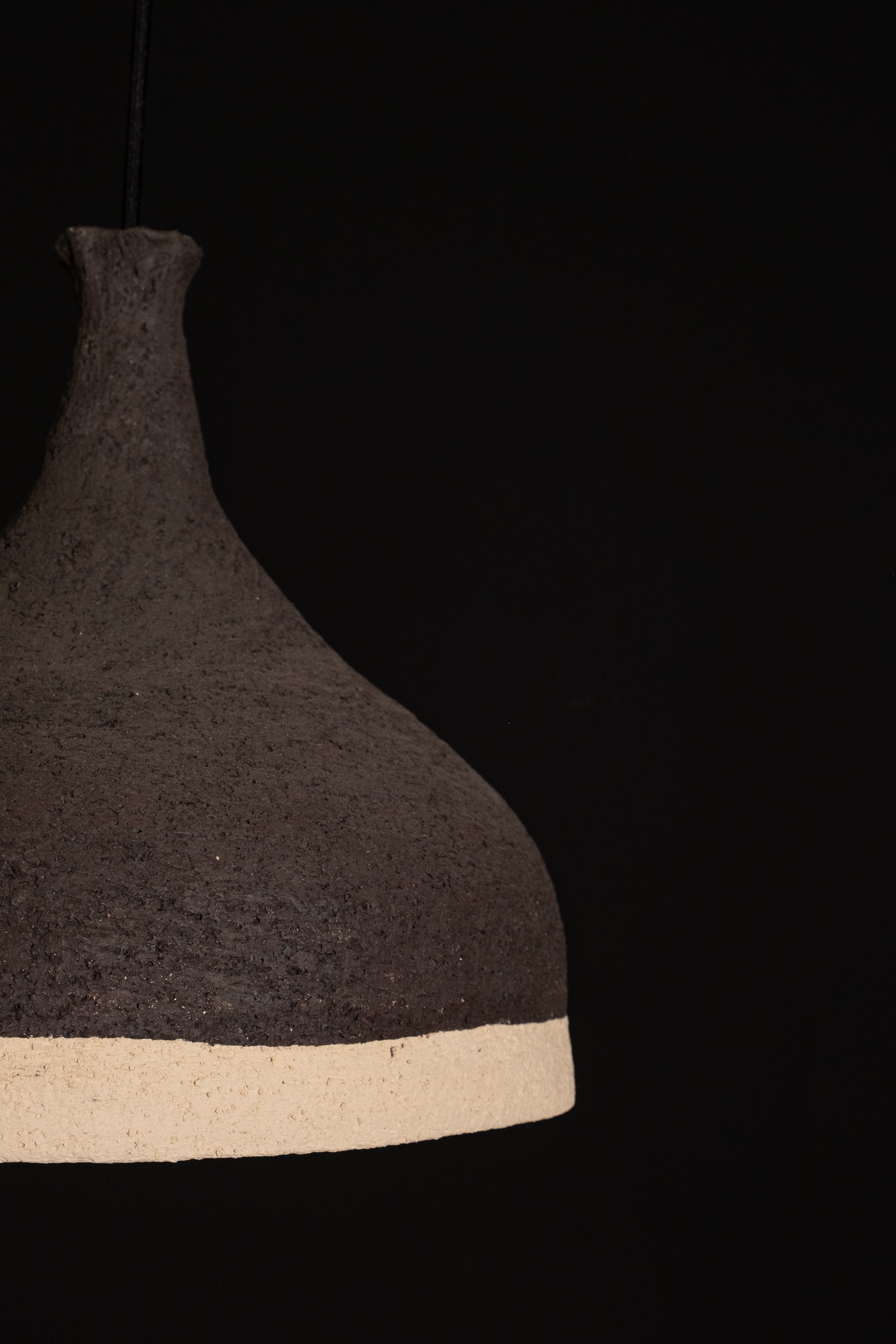 Wabi Sabi Black and White Amorphous Handmade Ceramic Pendant Chandelier, Natural Textured Kitchen Island Pendant Chandelier, - Geza Ceramic Studio