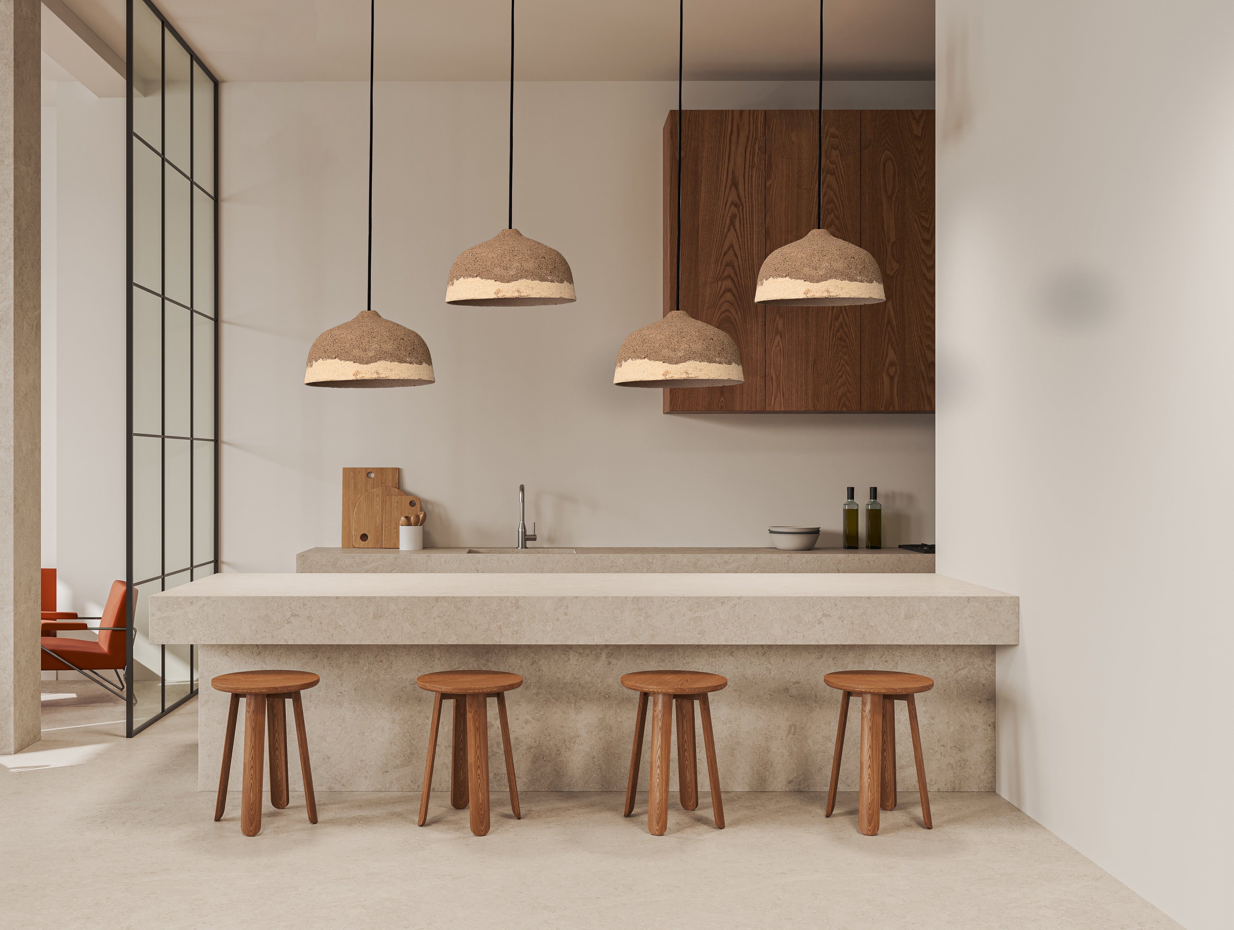 Wabi Sabi Natural Textured Handmade Ceramic Pendant Chandelier, Pendant Light, Kitchen Island Pendant Lamp - Geza Ceramic Studio