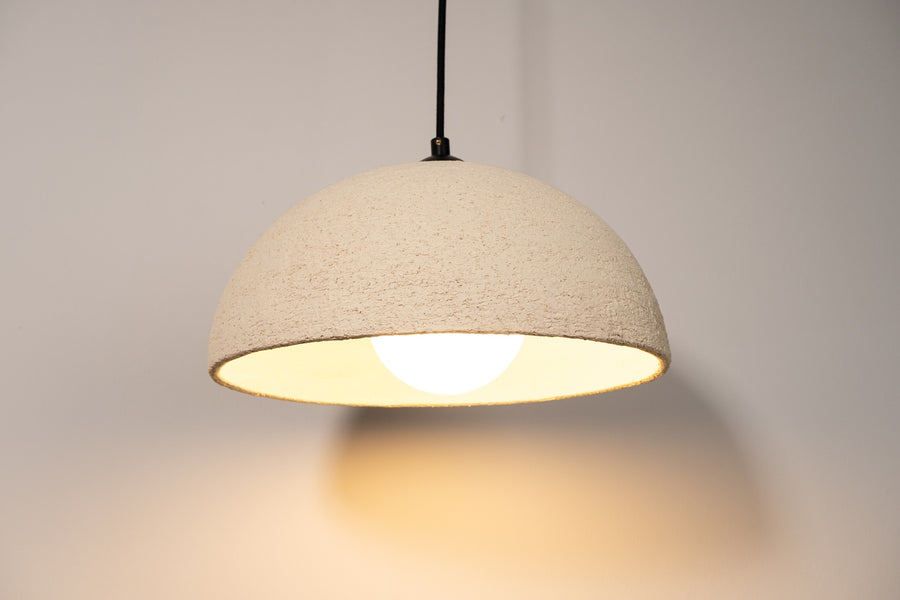 Asteria – handmade white ceramic pendant light in natural stoneware clay by Geza Ceramic Studio