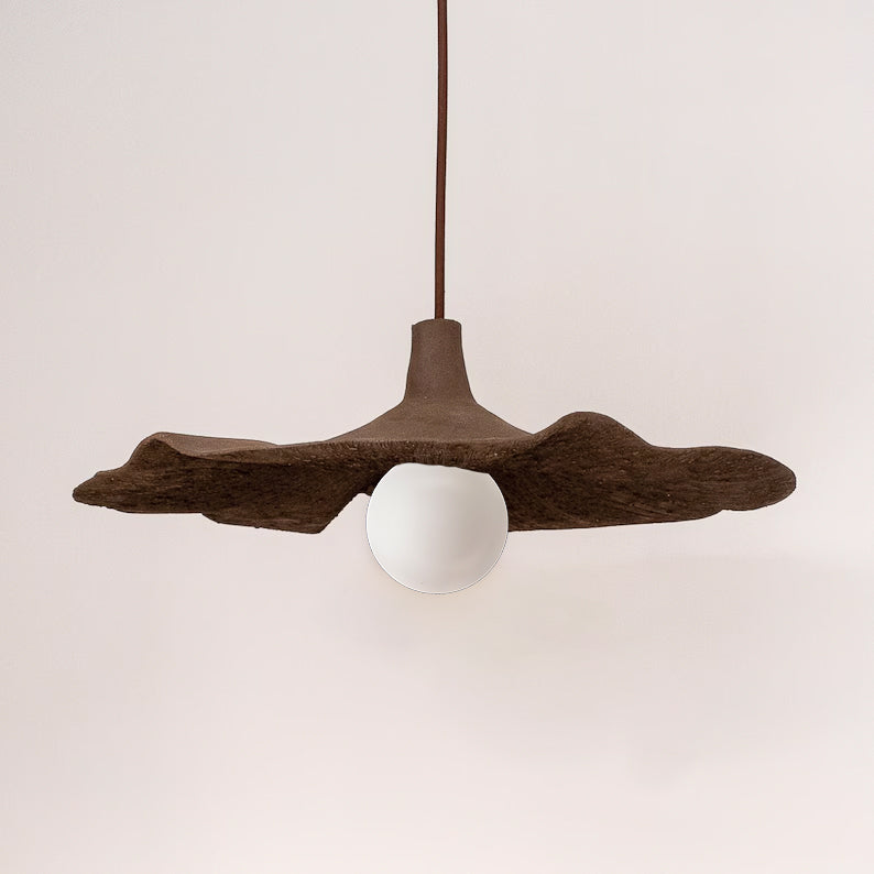Brown Special Texture Handmade Wabi Sabi Stoneware Ceramic Pendant Light