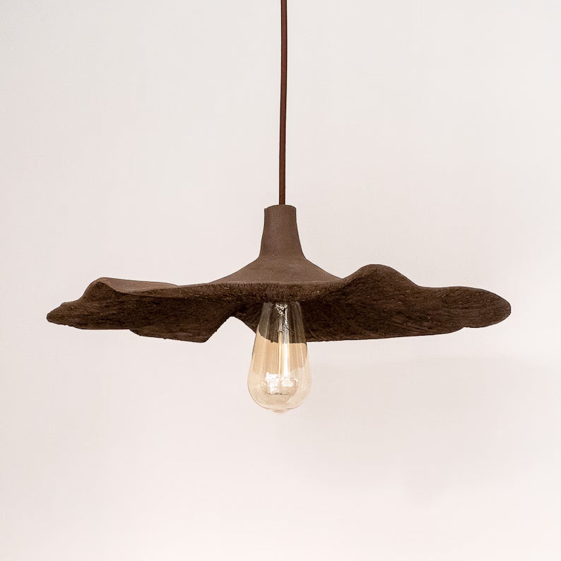 Brown Special Texture Handmade Wabi Sabi Stoneware Ceramic Pendant Light