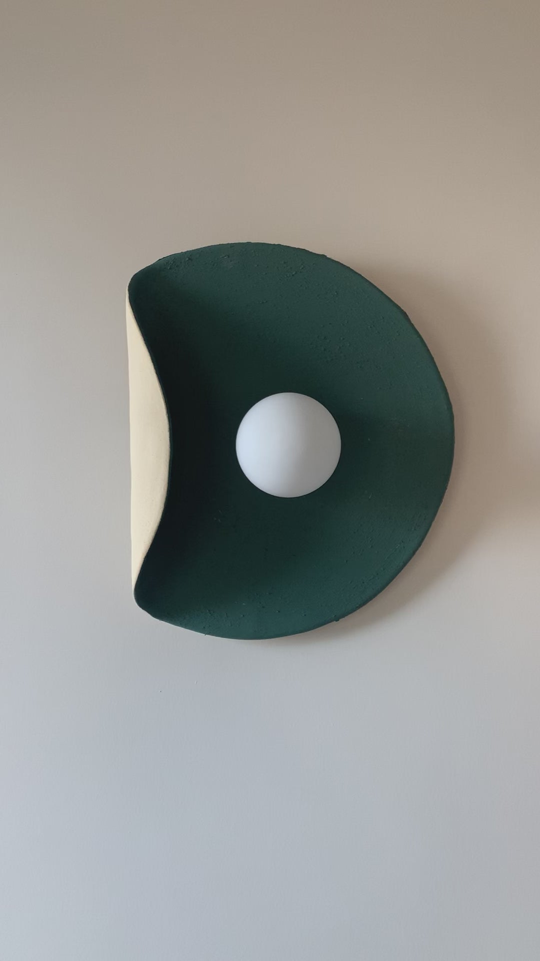 Dark Green Wall Lamp, Modern Handmade Ceramic Wall Sconce, Large Wall Decore