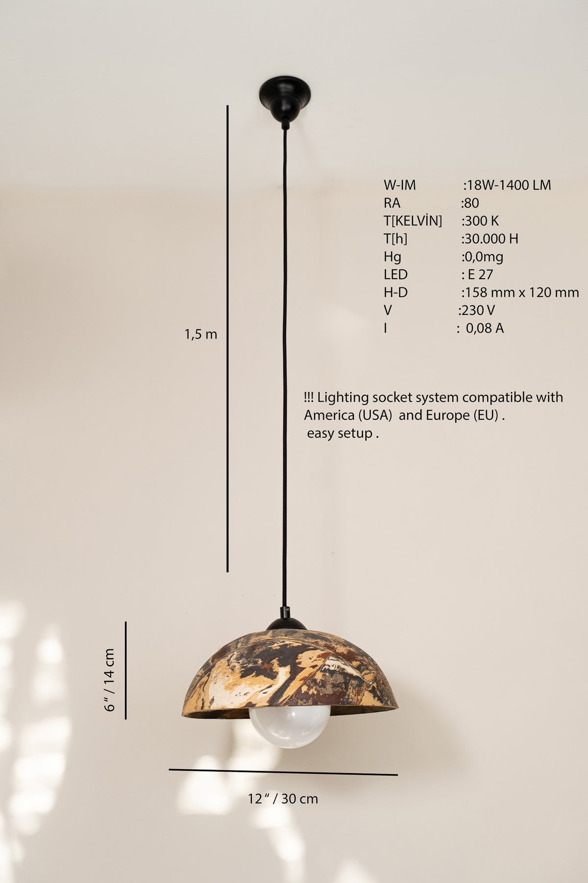 Miren handmade ceramic pendant light, wabi sabi stoneware – image 4