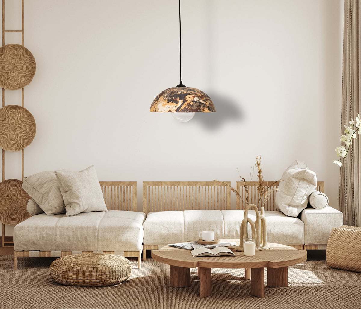Miren handmade ceramic pendant light, wabi sabi stoneware – image 2