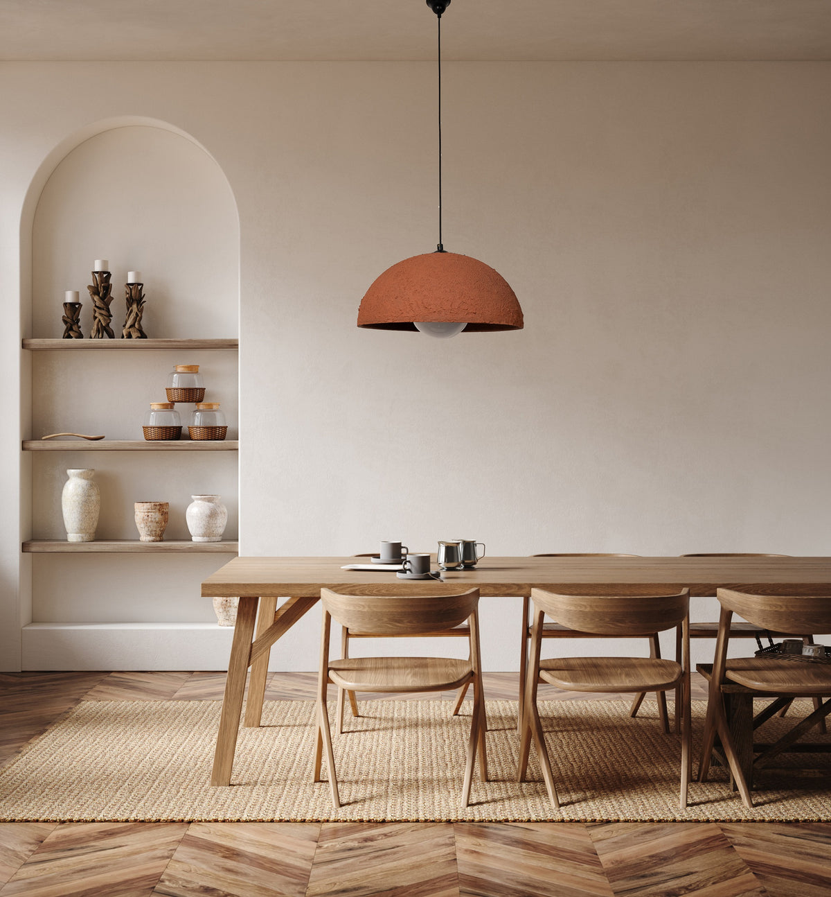 Astrid terracotta handmade ceramic pendant light, wabi sabi stoneware – image 2