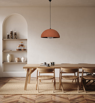 Terracotta Color Handmade Ceramic Pendant Chandelier, Wabi Sabi Ceramic Lamp, - Geza Ceramic Studio
