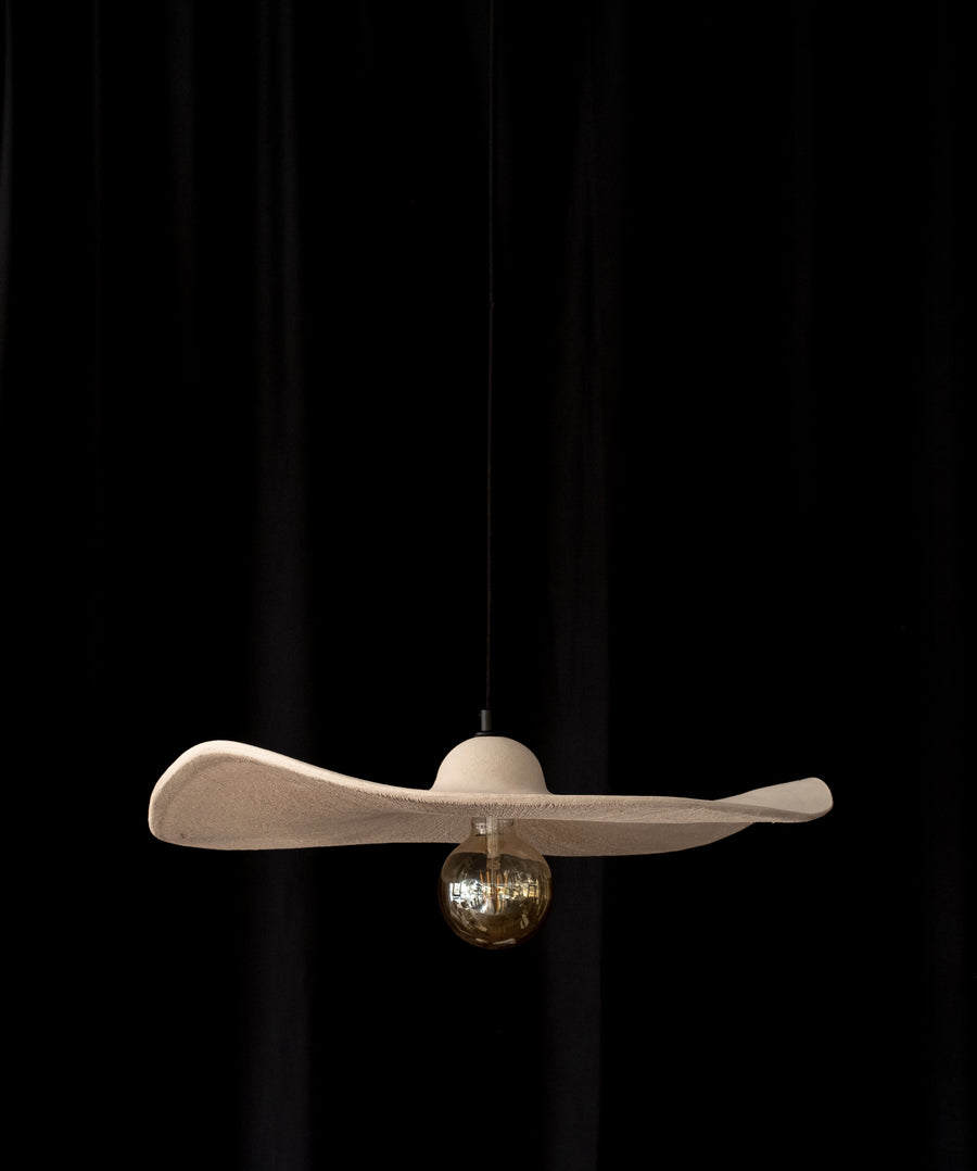 Cyrena – handmade white ceramic pendant light in natural stoneware clay by Geza Ceramic Studio