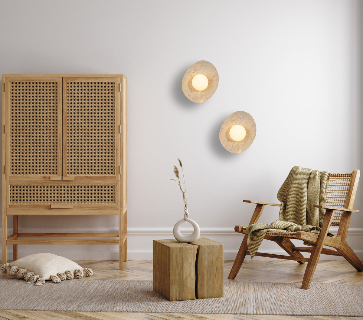 Althea beige handmade ceramic wall sconce, wabi sabi stoneware – image 2