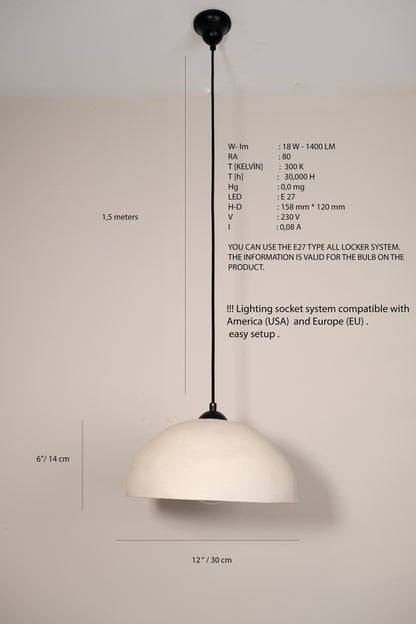 Beige Special Texture Handmade Wabi Sabi Stoneware Ceramic Pendant Light - Geza Ceramic Studio